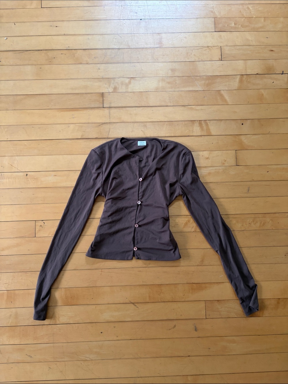 Wilfred Chocolate Brown Button-Down Long Sleeve Top